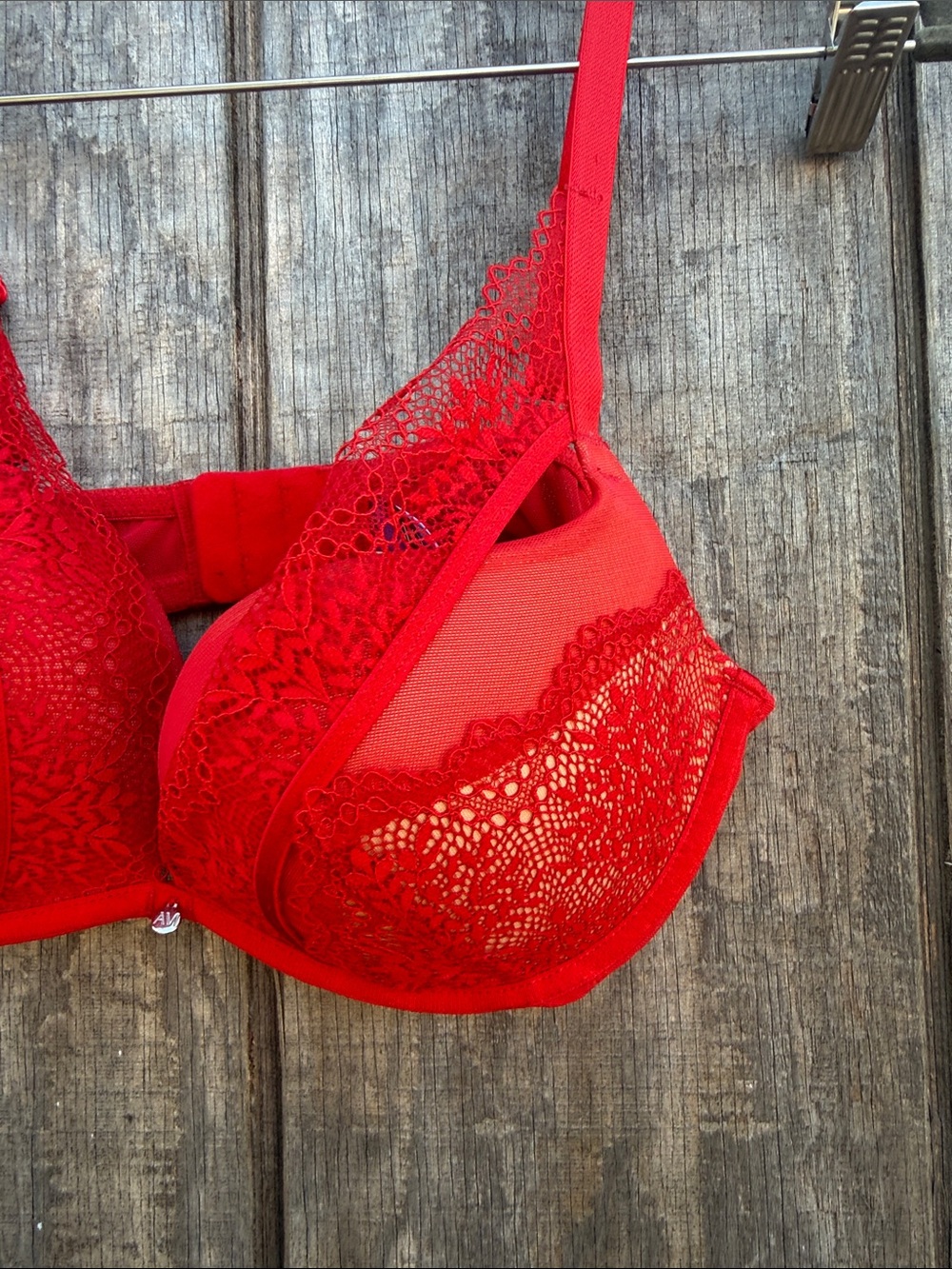 Adore Me Sexy Red Lace Underwire Push Up Bra 34D Elegant Night Out Romantic - Picture 10 of 10